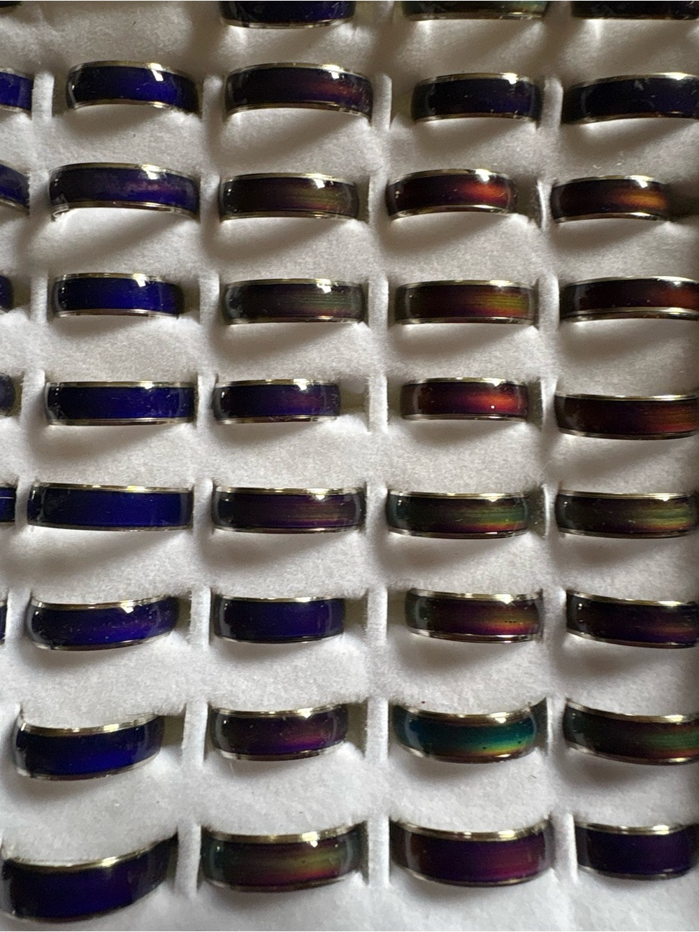 Iridescent Mood Rings Assorted Sizes & Colors - Lot of (10)